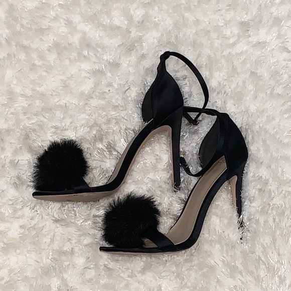 Shoes - Soso Black Fluffy Heels